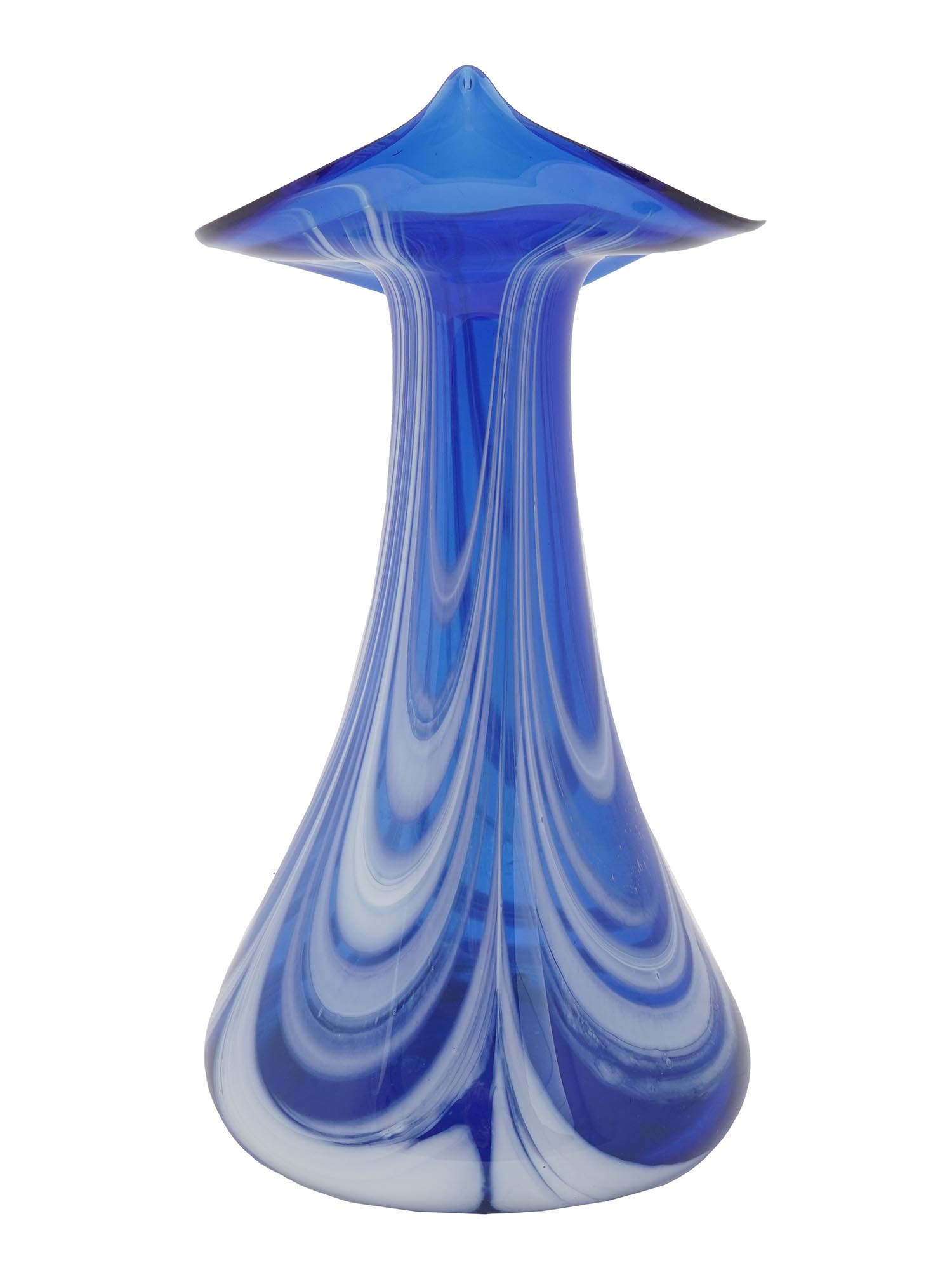 BOHEMIAN ART GLASS BLUE JACK IN THE PULPIT VASE PIC-3